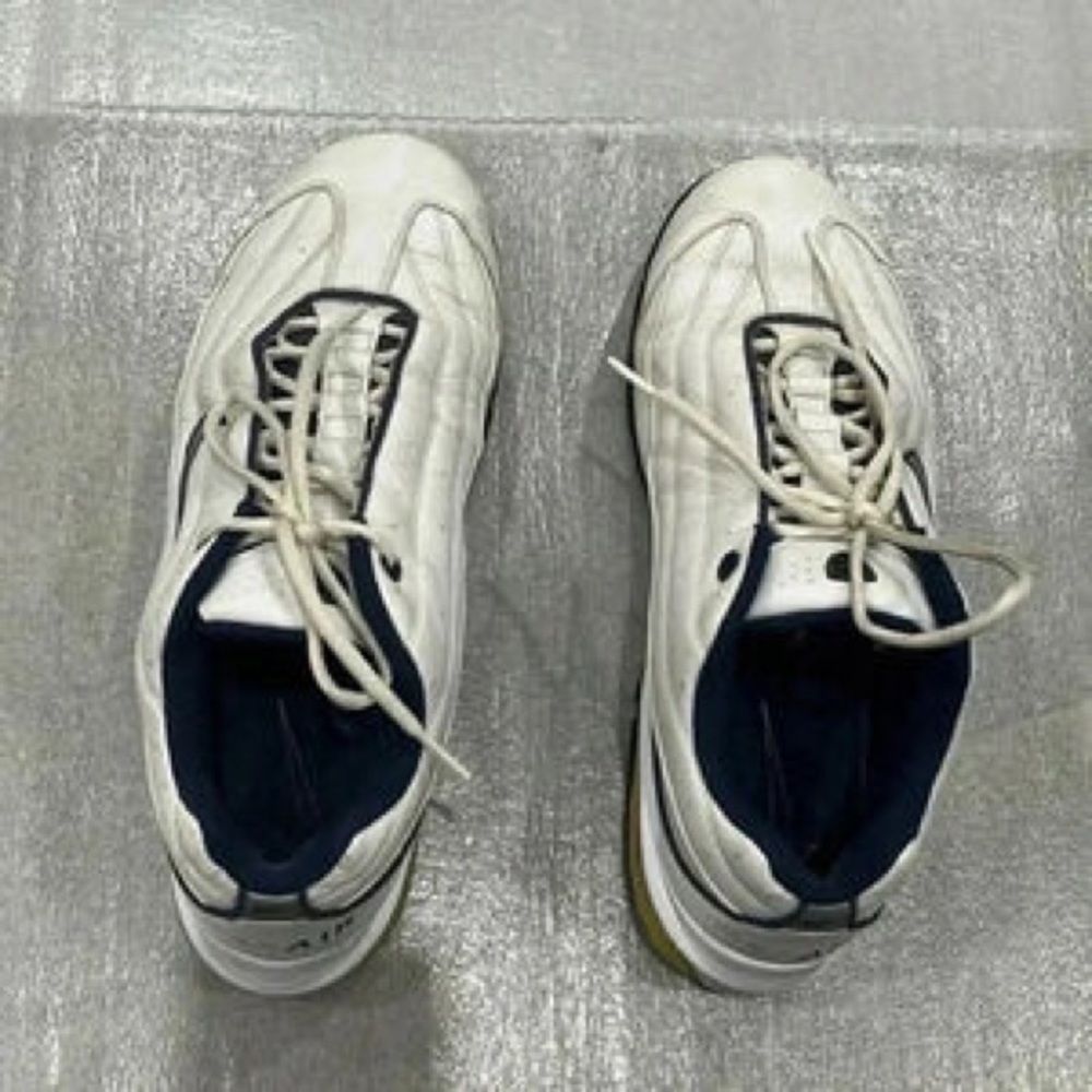 Men's White Athletic Sneakers with Navy Accents